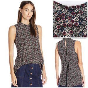 NWT BCBGeneration Womens Twisted Split Back Geometric Mosaic Tank Sz XXS 2XS